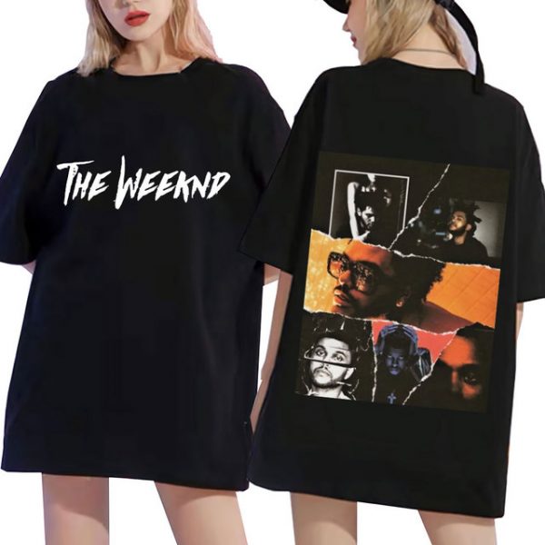 The Weeknd Vintage Unisex Black T Shirt Retro Graphics Double sided Print T Shirts Cotton - The Weeknd Store