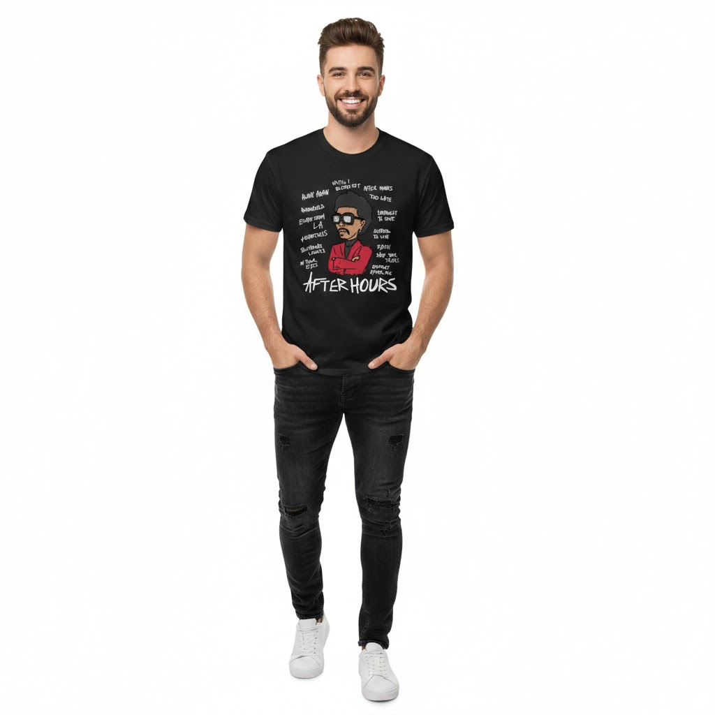 The Weeknd After Hours Cartoon DTNK0503 T-shirt 2 - The Weeknd Store The Weeknd After Hours Cartoon DTNK0503 T-shirt - Image 2