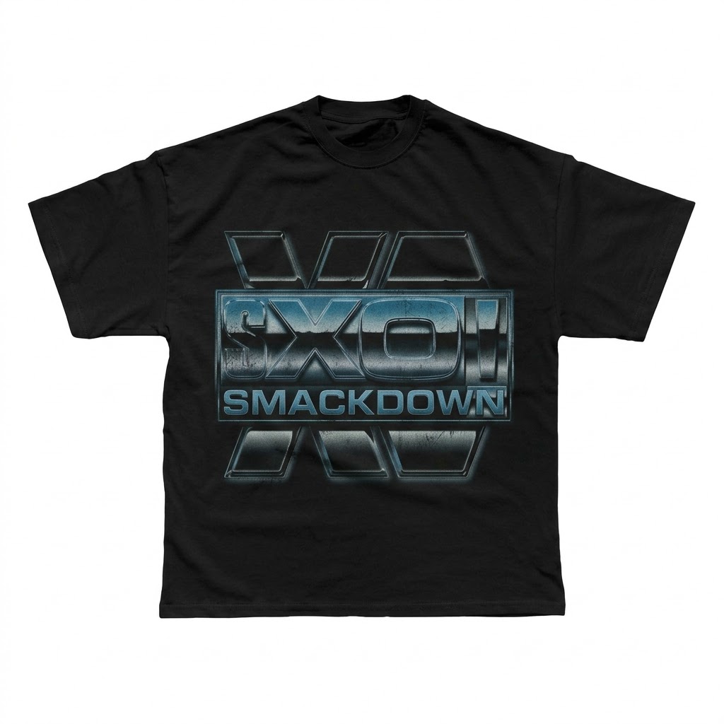WWE x XO The 1Weeknd SMACKDOWN DTNK0503 T-shirt 2 - The Weeknd Store WWE x XO The 1Weeknd SMACKDOWN DTNK0503 T-shirt - Image 2