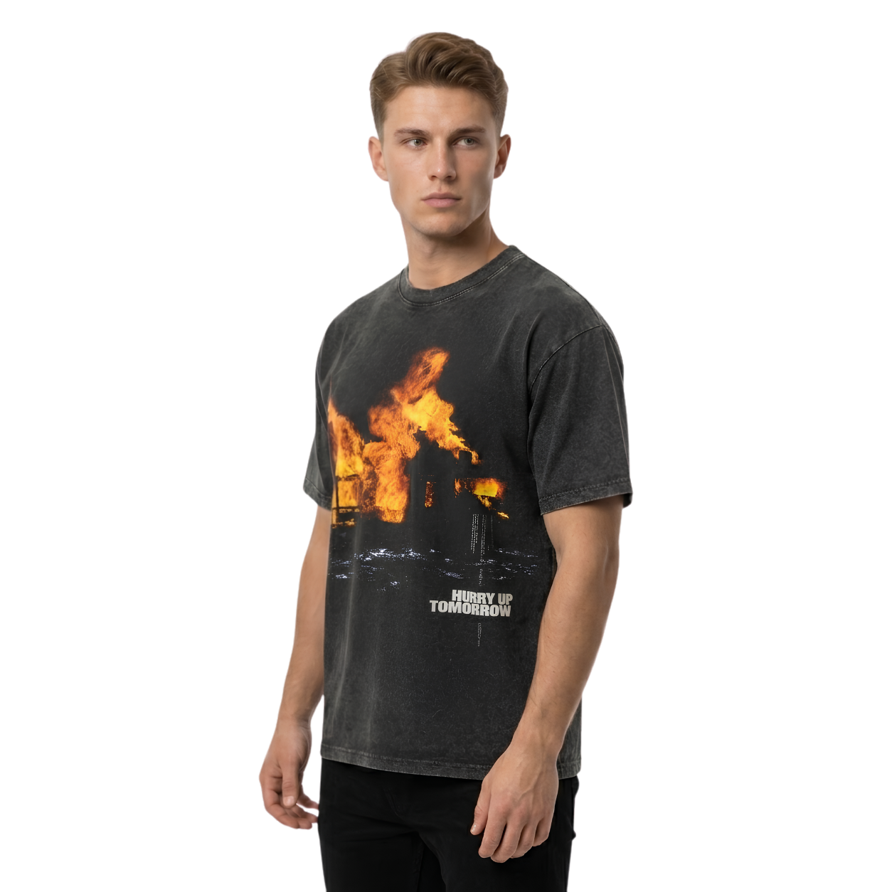 Hurry Up Tomorrow Fire HTCT2106 The Weeknd T-Shirt 3 - The Weeknd Store Hurry Up Tomorrow Fire HTCT2106 The Weeknd T-Shirt - Image 3