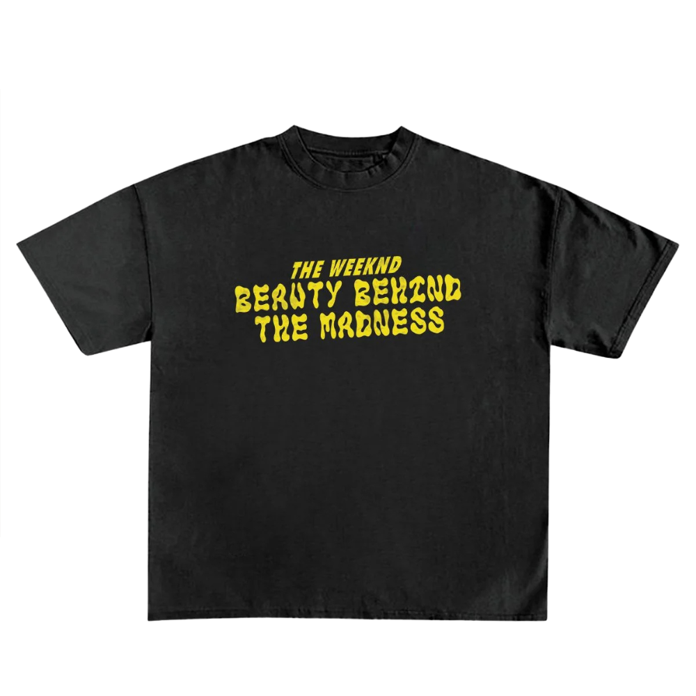 Yellow Typography Beauty Behind the Madness LA 0106 T-shirt 1 - The Weeknd Store Yellow Typography Beauty Behind the Madness LA 0106 T-shirt