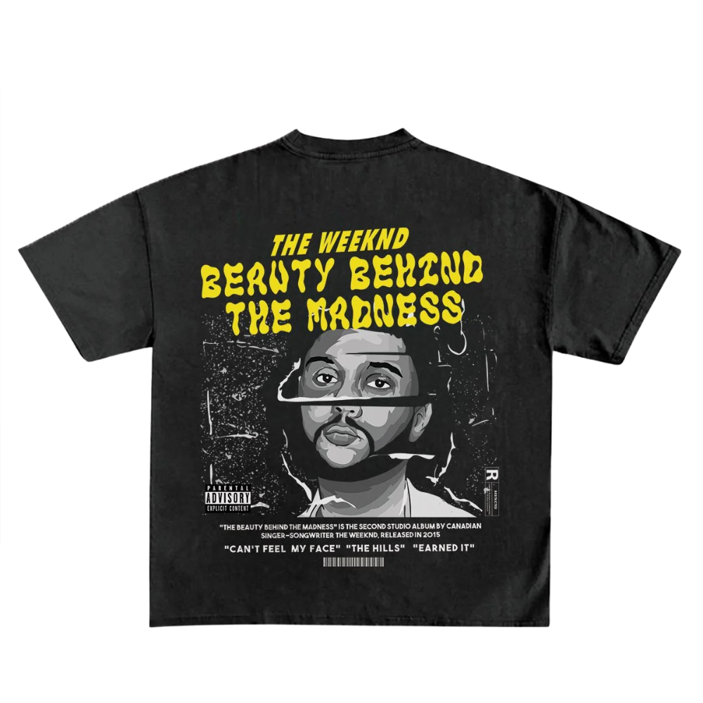 Yellow Typography Beauty Behind the Madness LA 0106 T-shirt 3 - The Weeknd Store Yellow Typography Beauty Behind the Madness LA 0106 T-shirt - Image 3