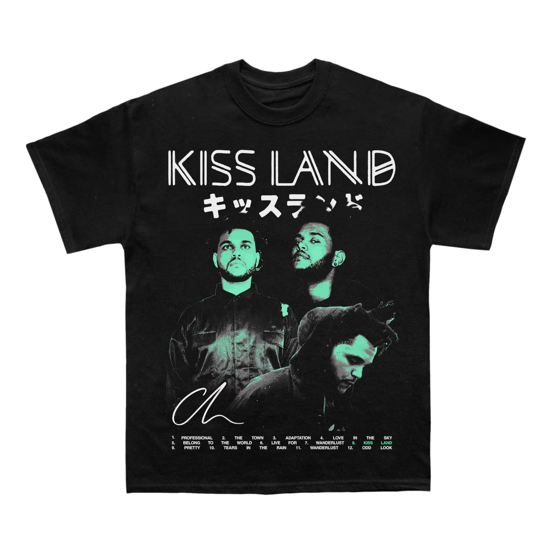 Kiss Land Teal Photo Graphic LA 0106 T-shirt