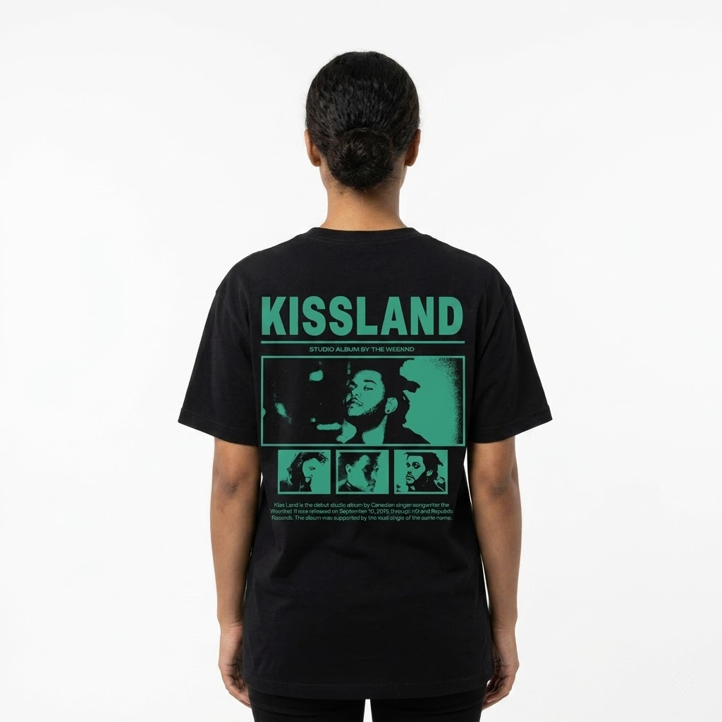 Kiss Land Teal Photo Graphic LA 0106 T-shirt 4 - The Weeknd Store Kiss Land Teal Photo Graphic LA 0106 T-shirt - Image 4
