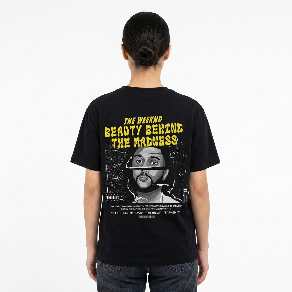Yellow Typography Beauty Behind the Madness LA 0106 T-shirt 4 - The Weeknd Store Yellow Typography Beauty Behind the Madness LA 0106 T-shirt - Image 4