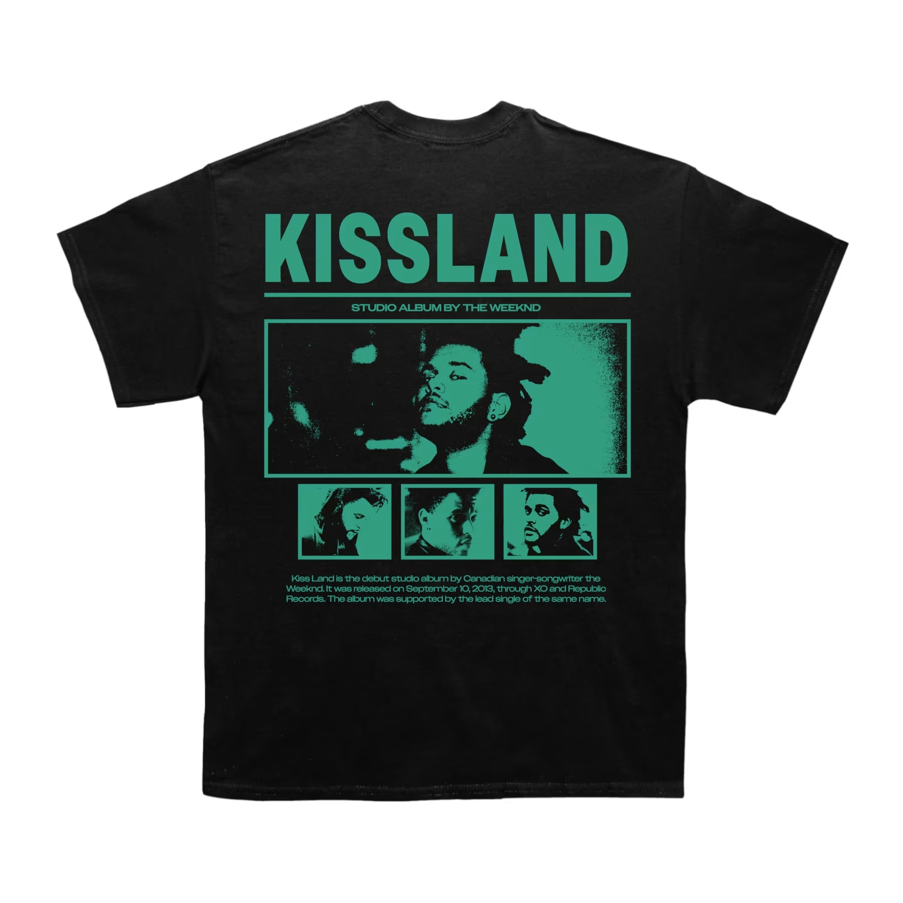 Kiss Land Teal Photo Graphic LA 0106 T-shirt 3 - The Weeknd Store Kiss Land Teal Photo Graphic LA 0106 T-shirt - Image 3