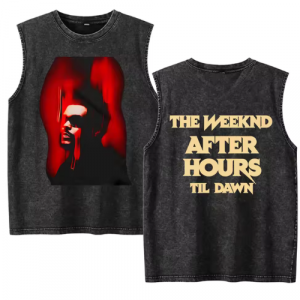 Rapper The Weeknd 2026 After Hours Til Dawn Red Firer Washed Tank Top